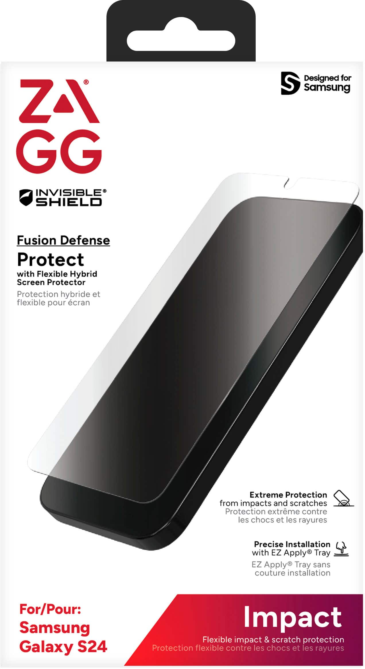 Alt View 15. ZAGG - InvisibleShield Glass Fusion Defense Screen Protector for Samsung Galaxy S24 - Clear.