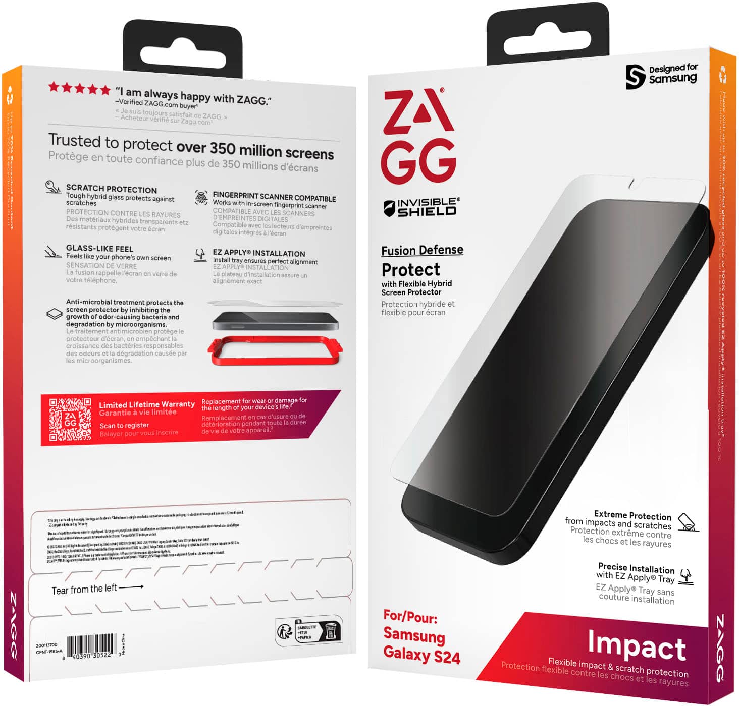 Alt View 16. ZAGG - InvisibleShield Glass Fusion Defense Screen Protector for Samsung Galaxy S24 - Clear.