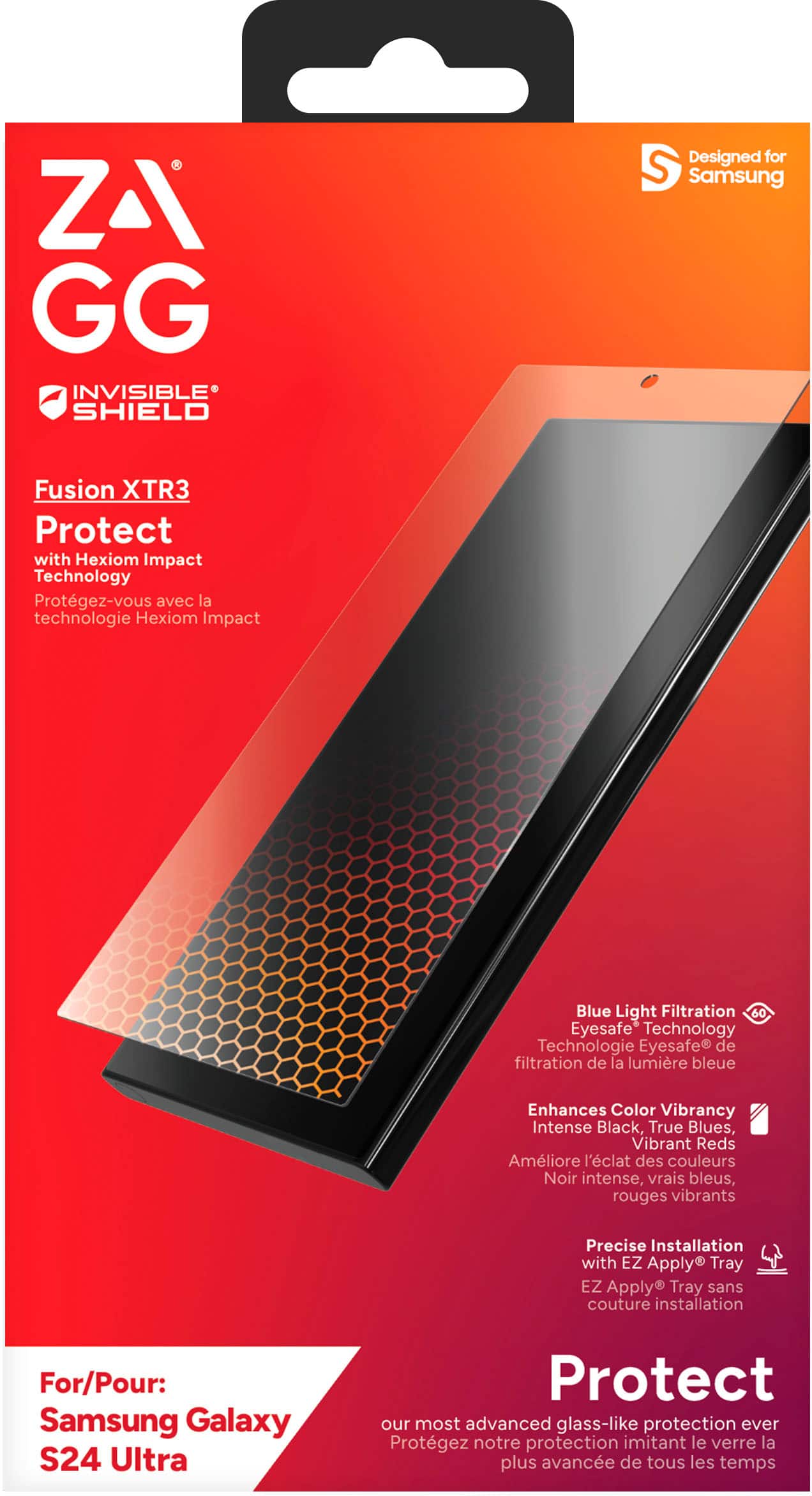 Alt View 15. ZAGG - InvisibleShield Glass Fusion XTR3 Screen Protector for Samsung Galaxy S24 ultra - Clear.