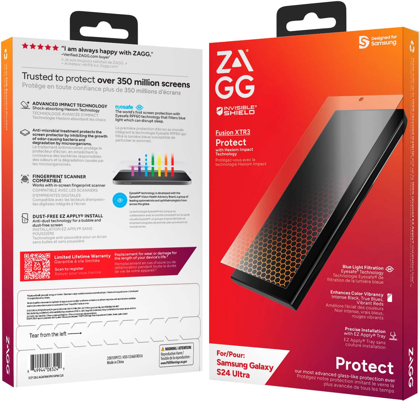 Alt View 16. ZAGG - InvisibleShield Glass Fusion XTR3 Screen Protector for Samsung Galaxy S24 ultra - Clear.