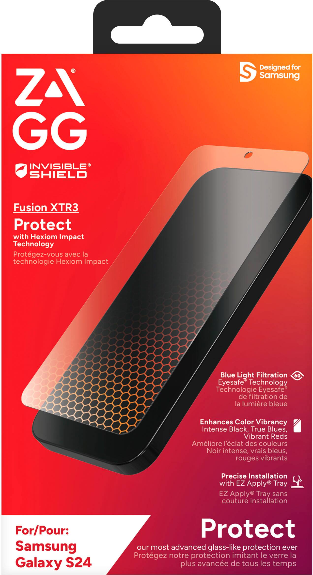 Alt View 15. ZAGG - InvisibleShield Glass Fusion XTR3 Screen Protector for Samsung Galaxy S24 - Clear.