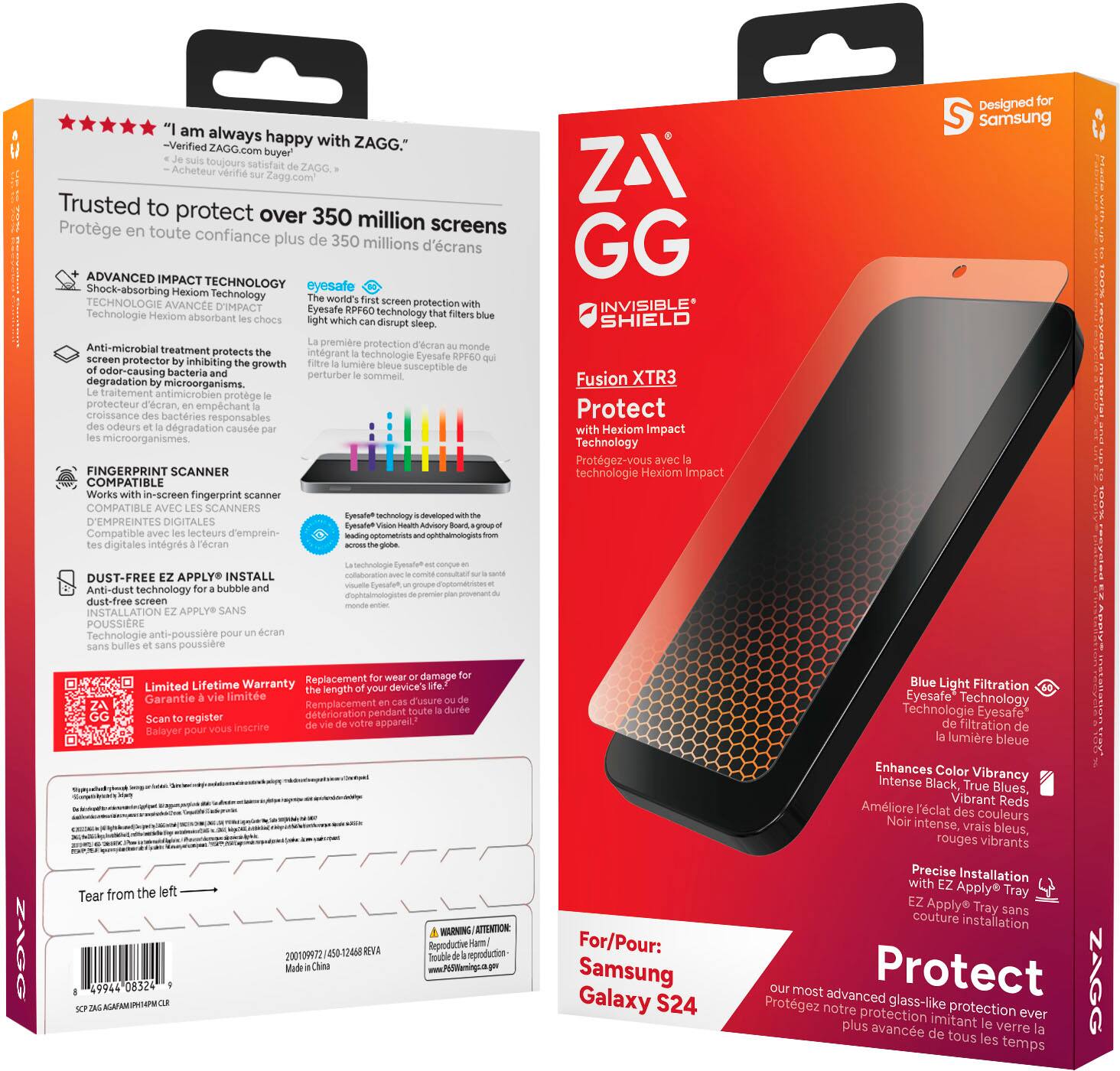 Alt View 16. ZAGG - InvisibleShield Glass Fusion XTR3 Screen Protector for Samsung Galaxy S24 - Clear.