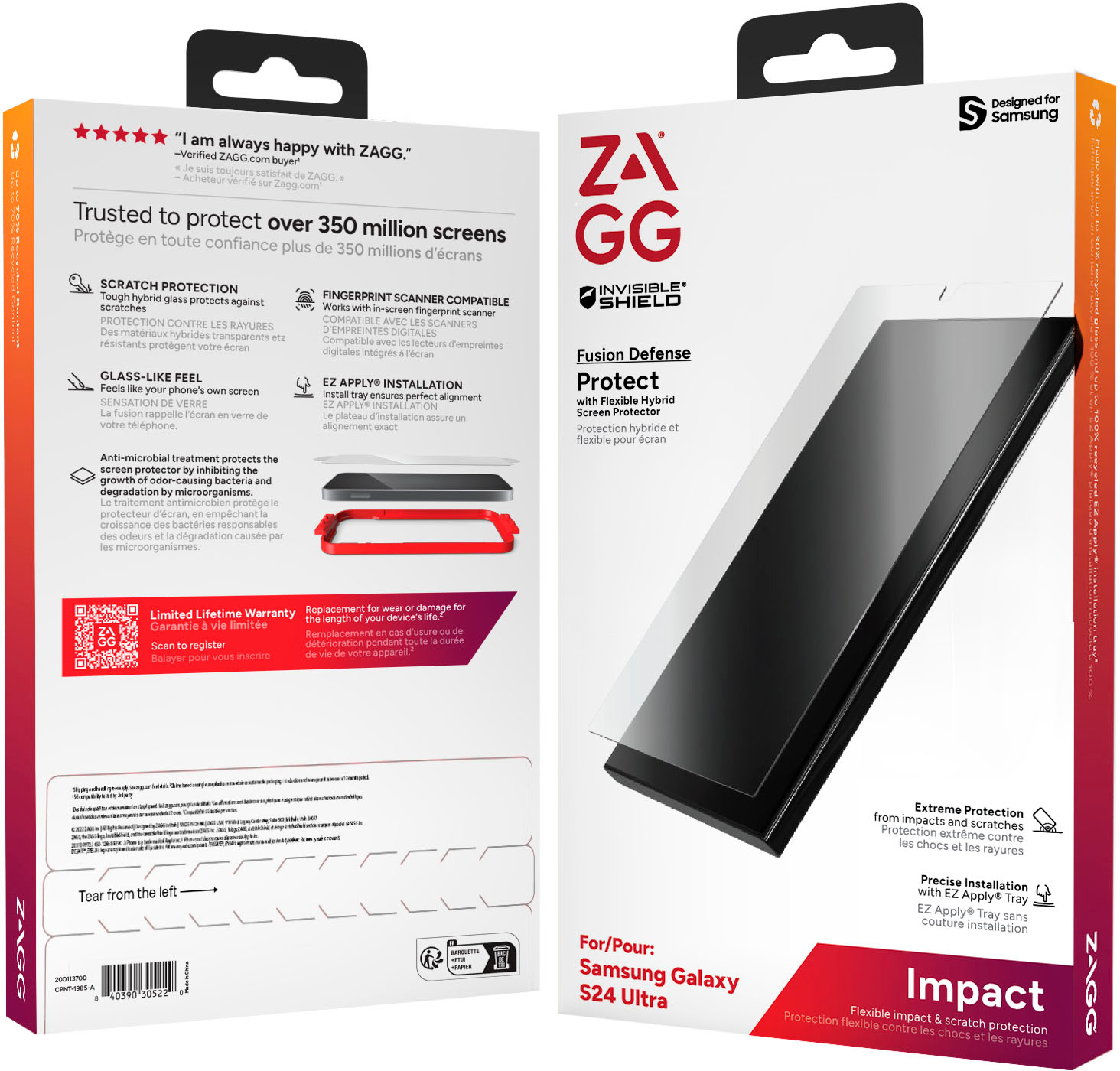 Zagg - InvisibleShield Glass Fusion Defense Screen Protector for Samsung Galaxy S24 Ultra - Clear