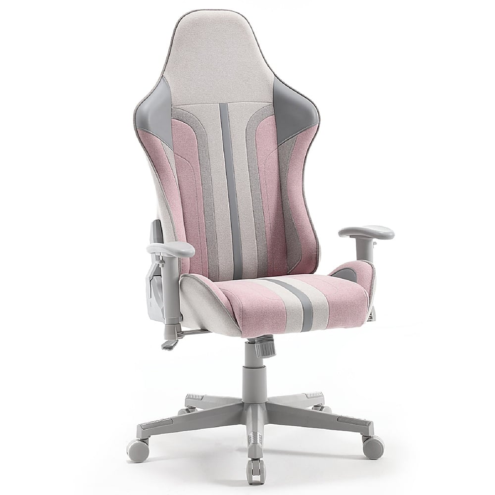 Front. X Rocker - Mysa PC Gaming Chair - Gray/Pink.