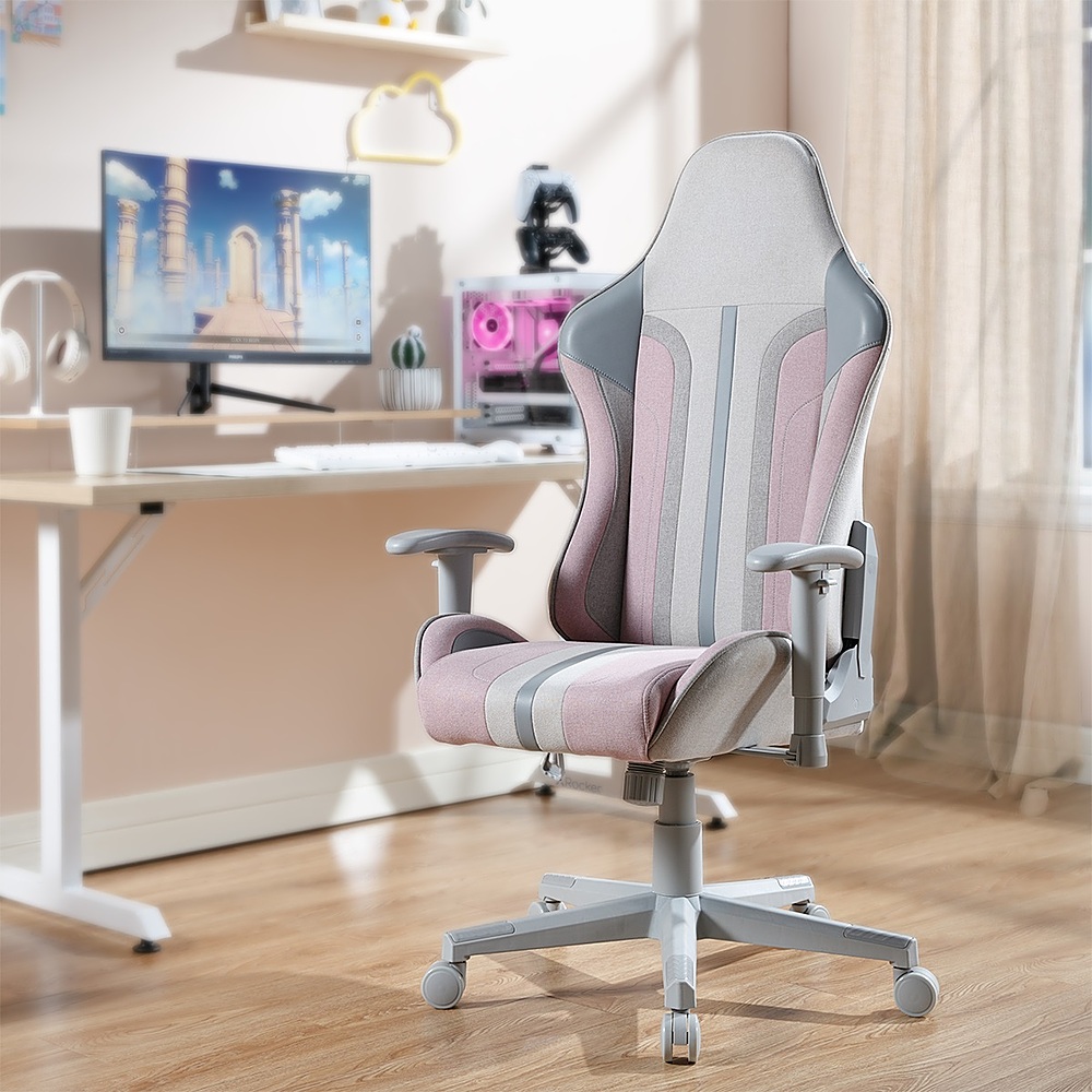 Alt View 13. X Rocker - Mysa PC Gaming Chair - Gray/Pink.