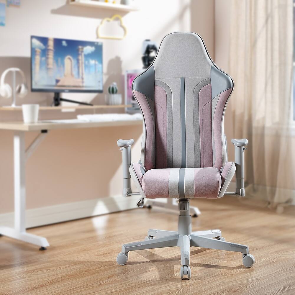 Alt View 20. X Rocker - Mysa PC Gaming Chair - Gray/Pink.