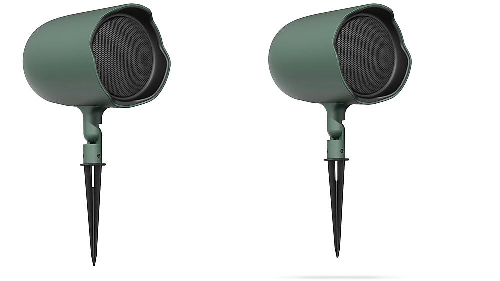 Angle. JBL - GSF6  6.5" 200W  8 Ohm and 70V/100V  Ground-Stake Landscape-Outdoor Speaker, (Pair) - Green.