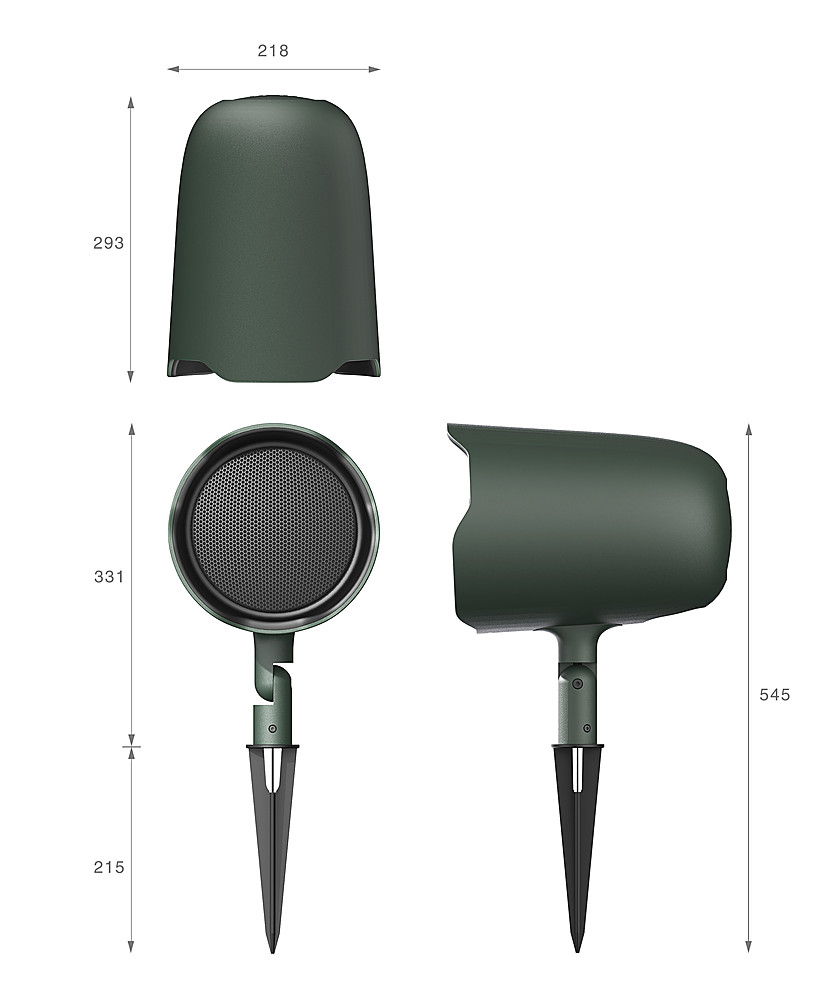 Left View: JBL - GSF6  6" Ground-Stake Landscape-Outdoor Speaker (Pair) - Green