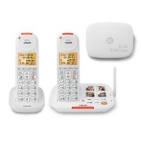 Ooma - Telo Senior Phone Bundle with Internet Home Phone Service and 2 Amplified Cordless Handsets - White - Angle_Zoom