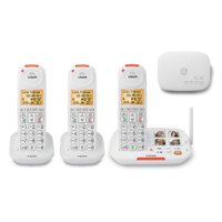 Ooma - Telo Senior Phone Bundle with Internet Home Phone Service and 3 Amplified Cordless Handsets - White - Angle_Zoom
