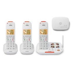 Ooma - Telo Indoor Rectangle Senior Phone Bundle, Plastic with Internet Home Phone Service, Set of 3 - White - Angle_Zoom