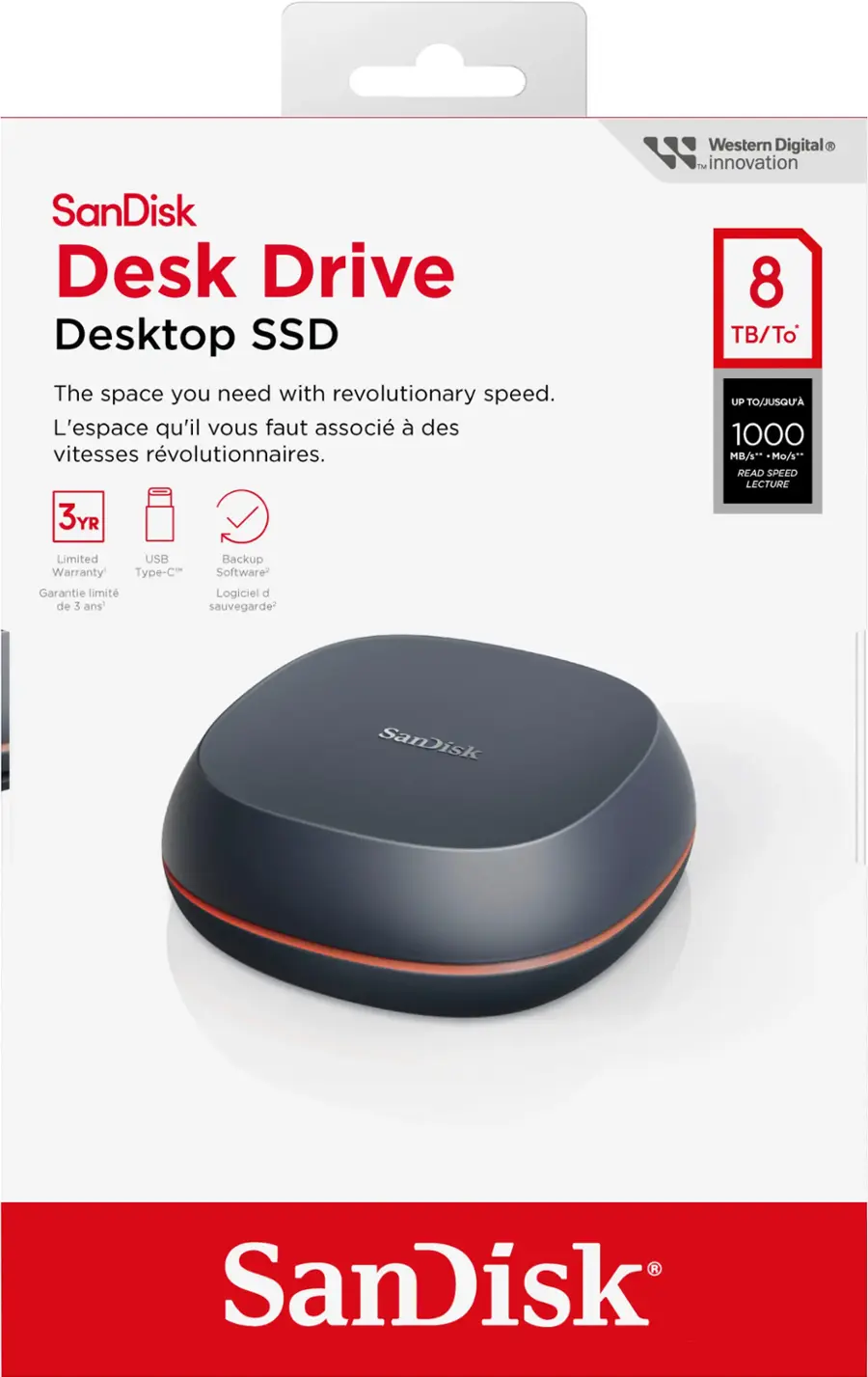 Alt View 12. SanDisk - 8TB  Desk Drive  USB Type-C Desktop External SSD - black.