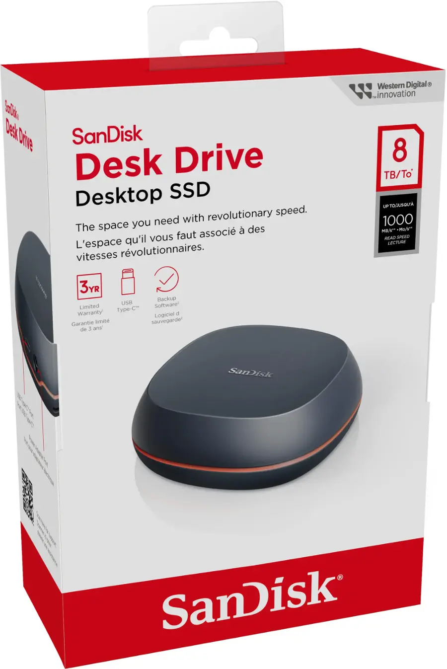 SanDisk 8TB Desk Drive USB Type C Desktop External SSD Black