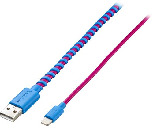 Modal - Apple MFi Certified 4' Twist Lightning Cable - Pink/Blue - Larger Front