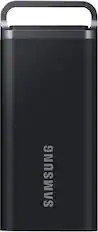 Front. Samsung - T5 EVO Portable SSD 8TB, Up to 460MB/s , USB 3.2 Gen 1, Ideal use for Gamers & Creators - Black.