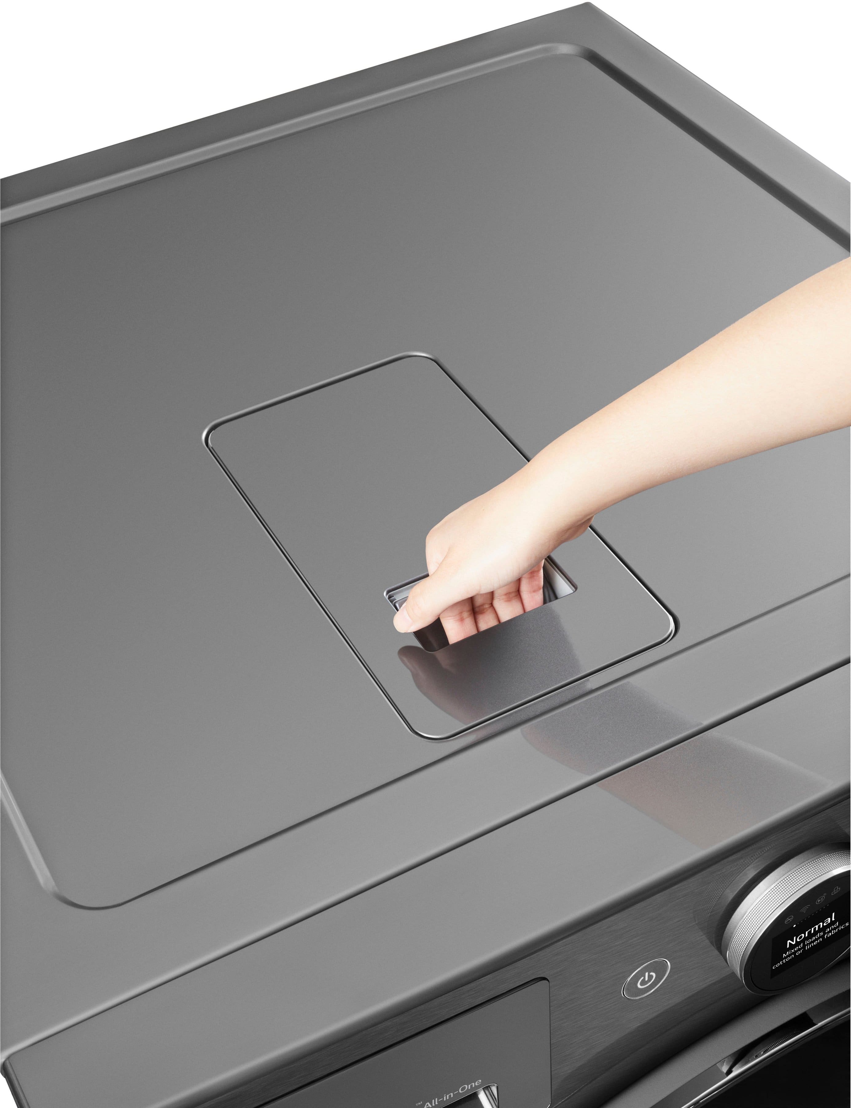 Alt View 16. LG - 5.0 Cu. Ft. HE Smart Mega Capacity All-in-One Electric Washer/Dryer WashCombo with Steam and Ventless Inverter Heat Pump - Graphite Steel.