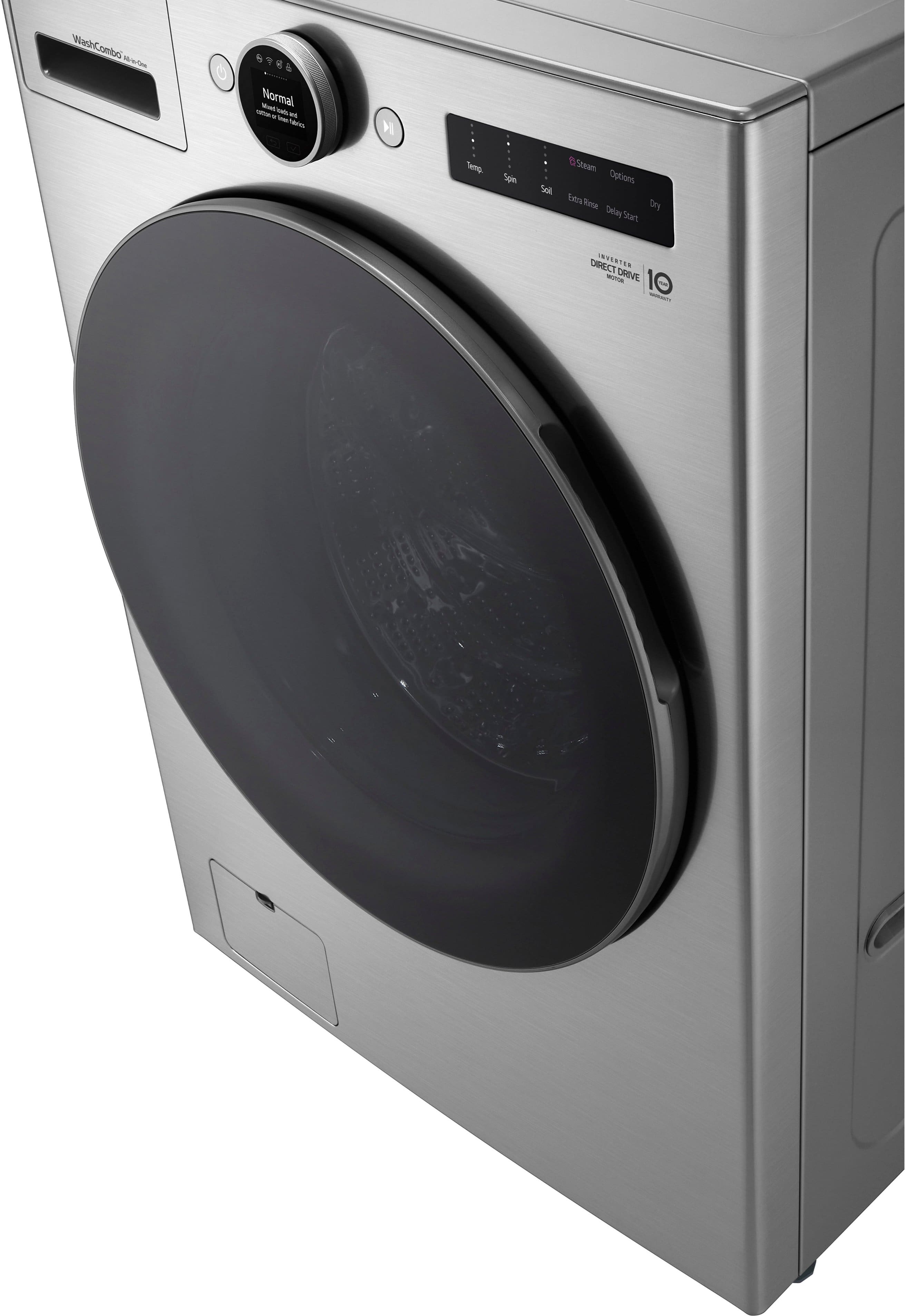 Alt View 20. LG - 5.0 Cu. Ft. HE Smart Mega Capacity All-in-One Electric Washer/Dryer WashCombo with Steam and Ventless Inverter Heat Pump - Graphite Steel.