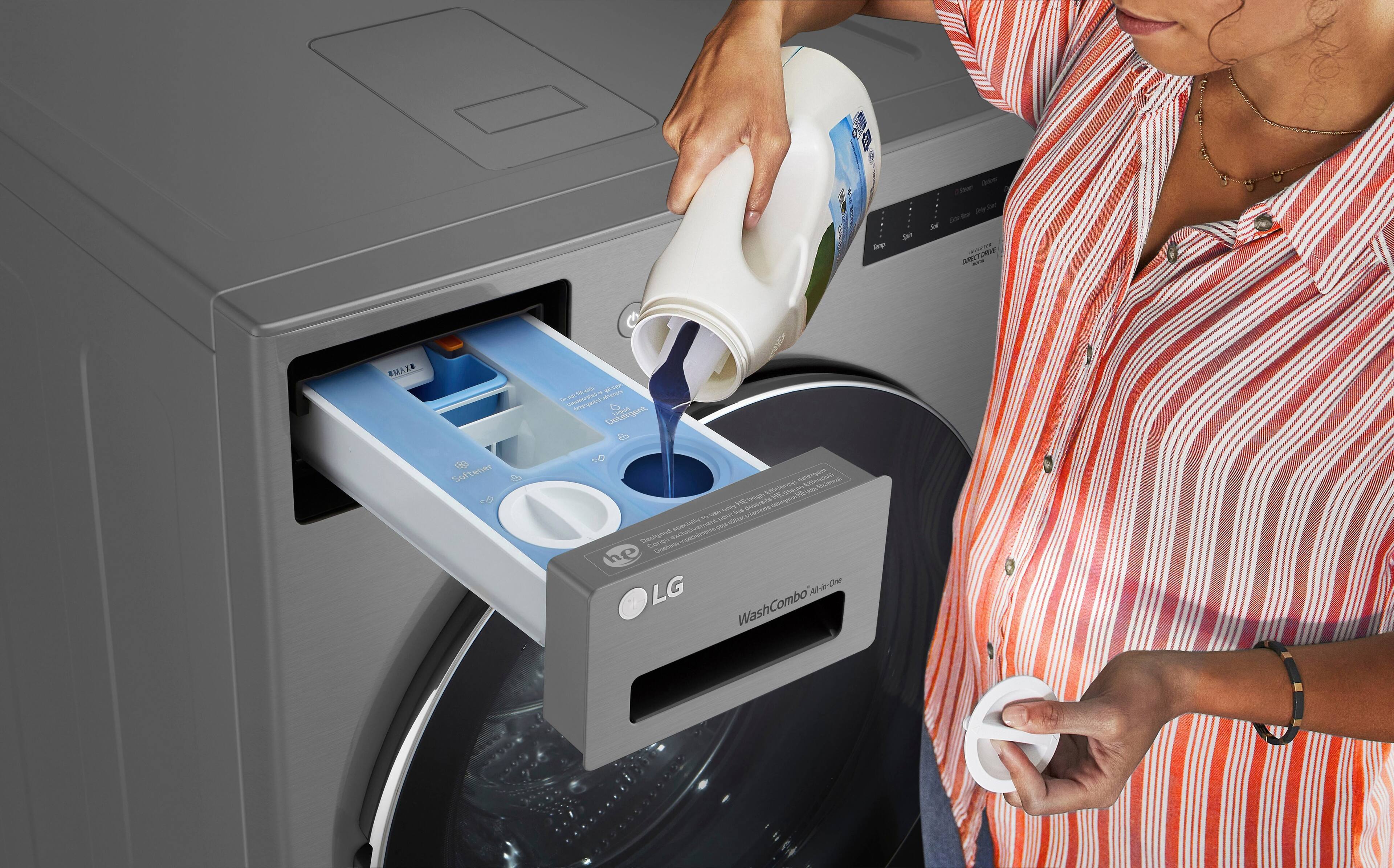 Alt View 25. LG - 5.0 Cu. Ft. HE Smart Mega Capacity All-in-One Electric Washer/Dryer WashCombo with Steam and Ventless Inverter Heat Pump - Graphite Steel.