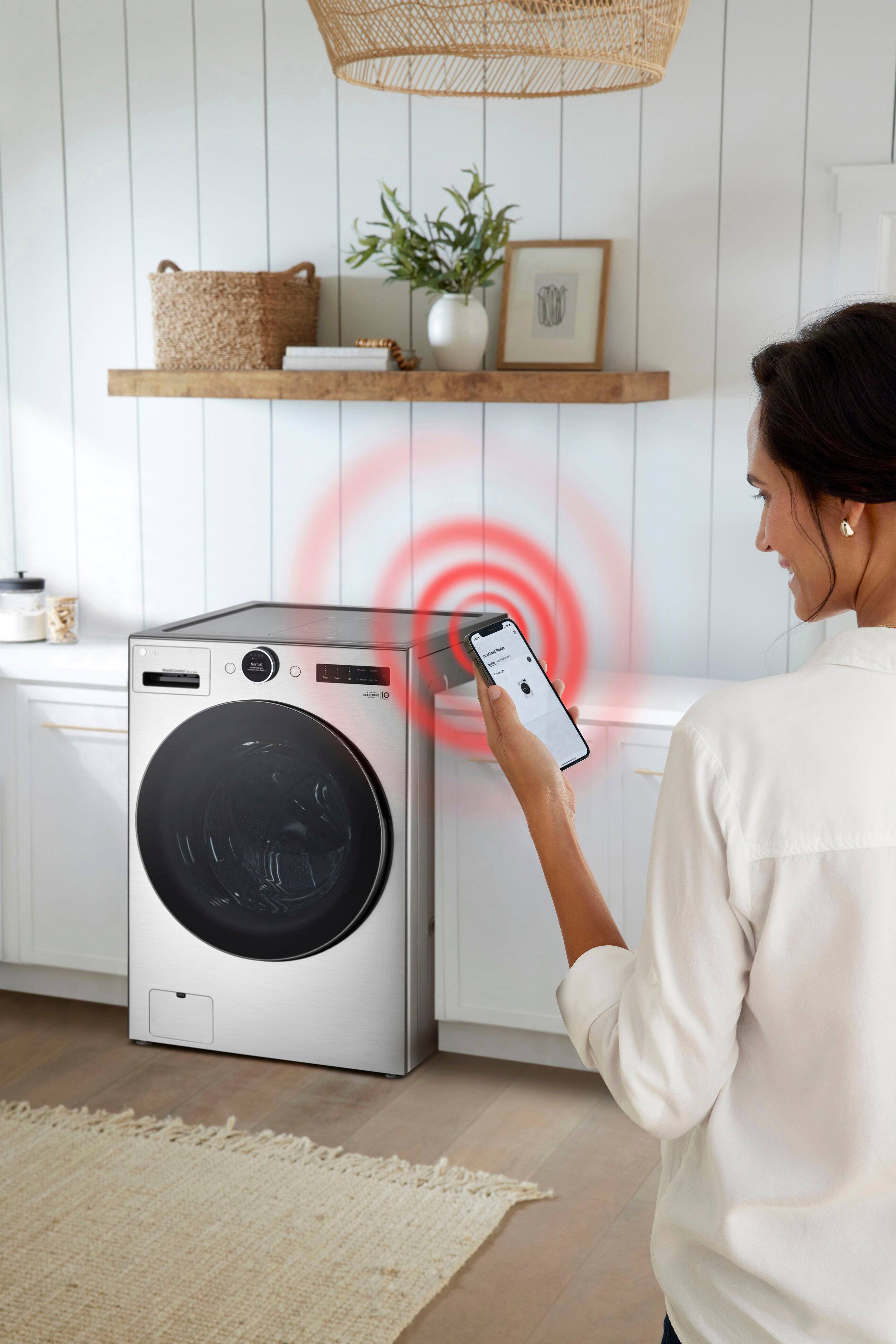 Alt View 27. LG - 5.0 Cu. Ft. HE Smart Mega Capacity All-in-One Electric Washer/Dryer WashCombo with Steam and Ventless Inverter Heat Pump - Graphite Steel.