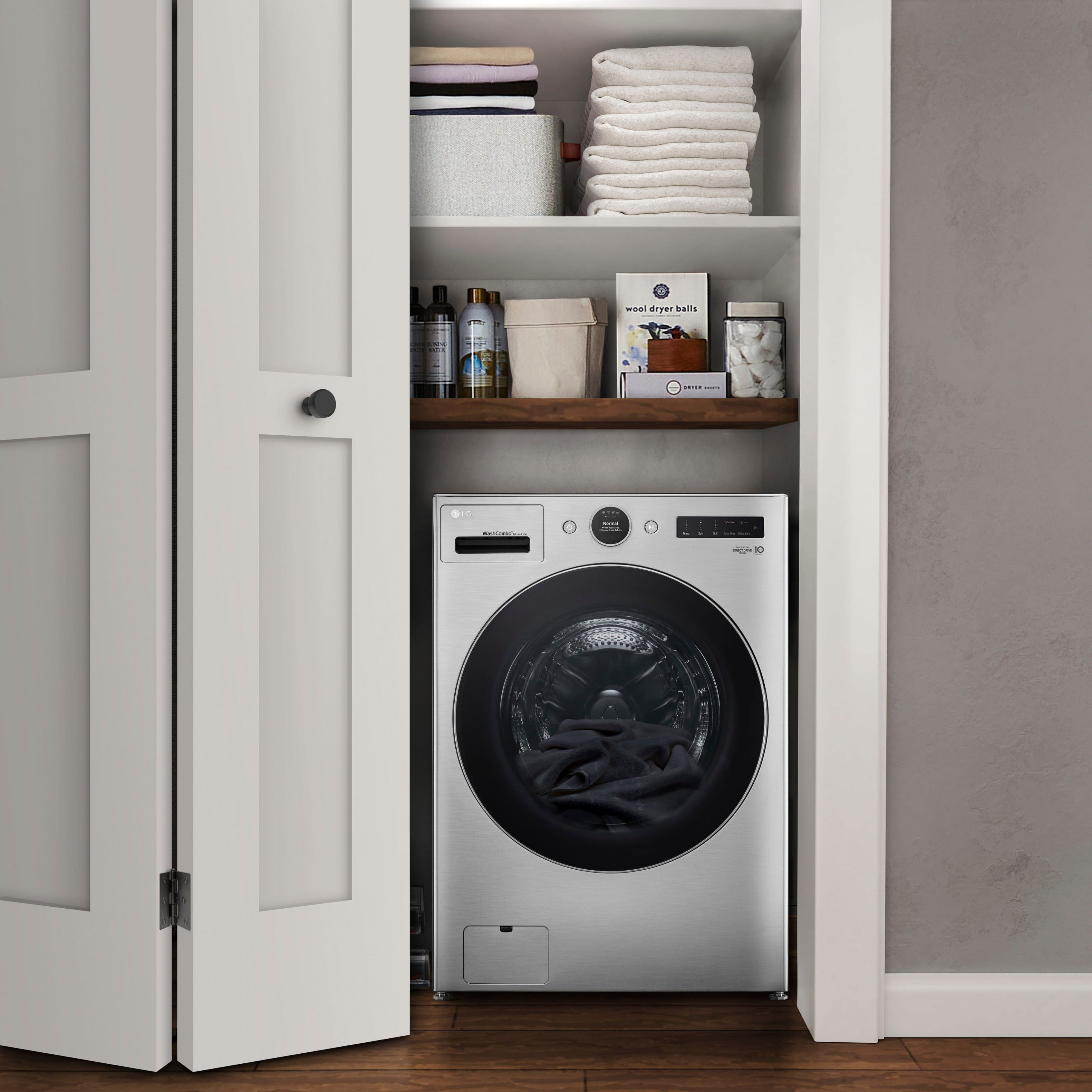 Alt View 30. LG - 5.0 Cu. Ft. HE Smart Mega Capacity All-in-One Electric Washer/Dryer WashCombo with Steam and Ventless Inverter Heat Pump - Graphite Steel.