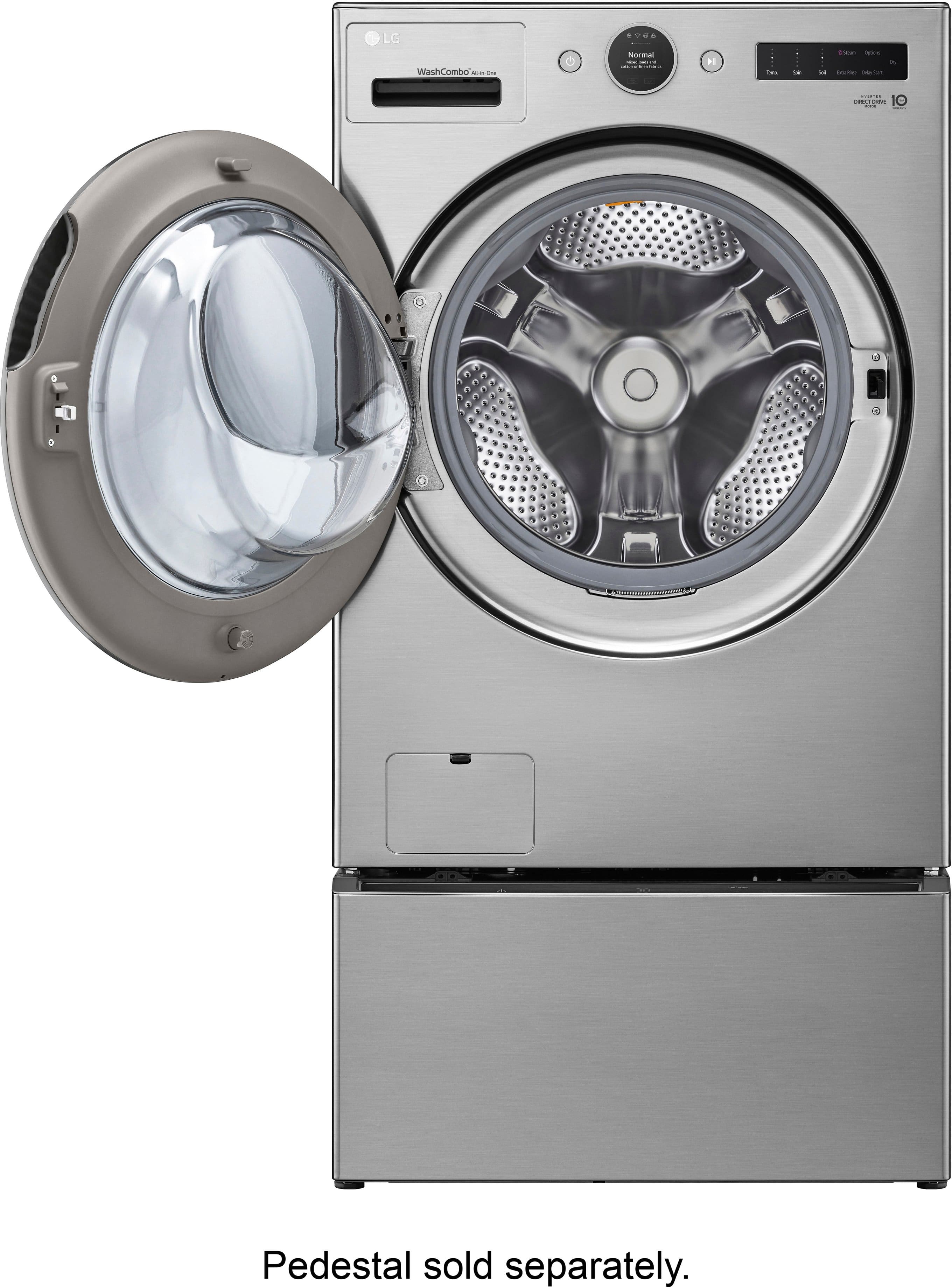 Alt View 35. LG - 5.0 Cu. Ft. HE Smart Mega Capacity All-in-One Electric Washer/Dryer WashCombo with Steam and Ventless Inverter Heat Pump - Graphite Steel.