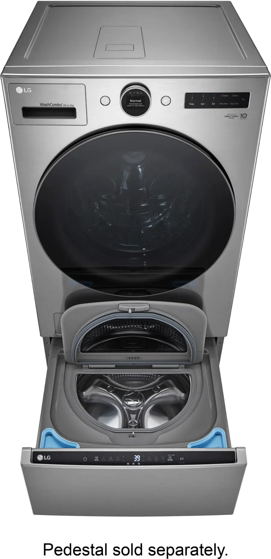 Alt View 36. LG - 5.0 Cu. Ft. HE Smart Mega Capacity All-in-One Electric Washer/Dryer WashCombo with Steam and Ventless Inverter Heat Pump - Graphite Steel.