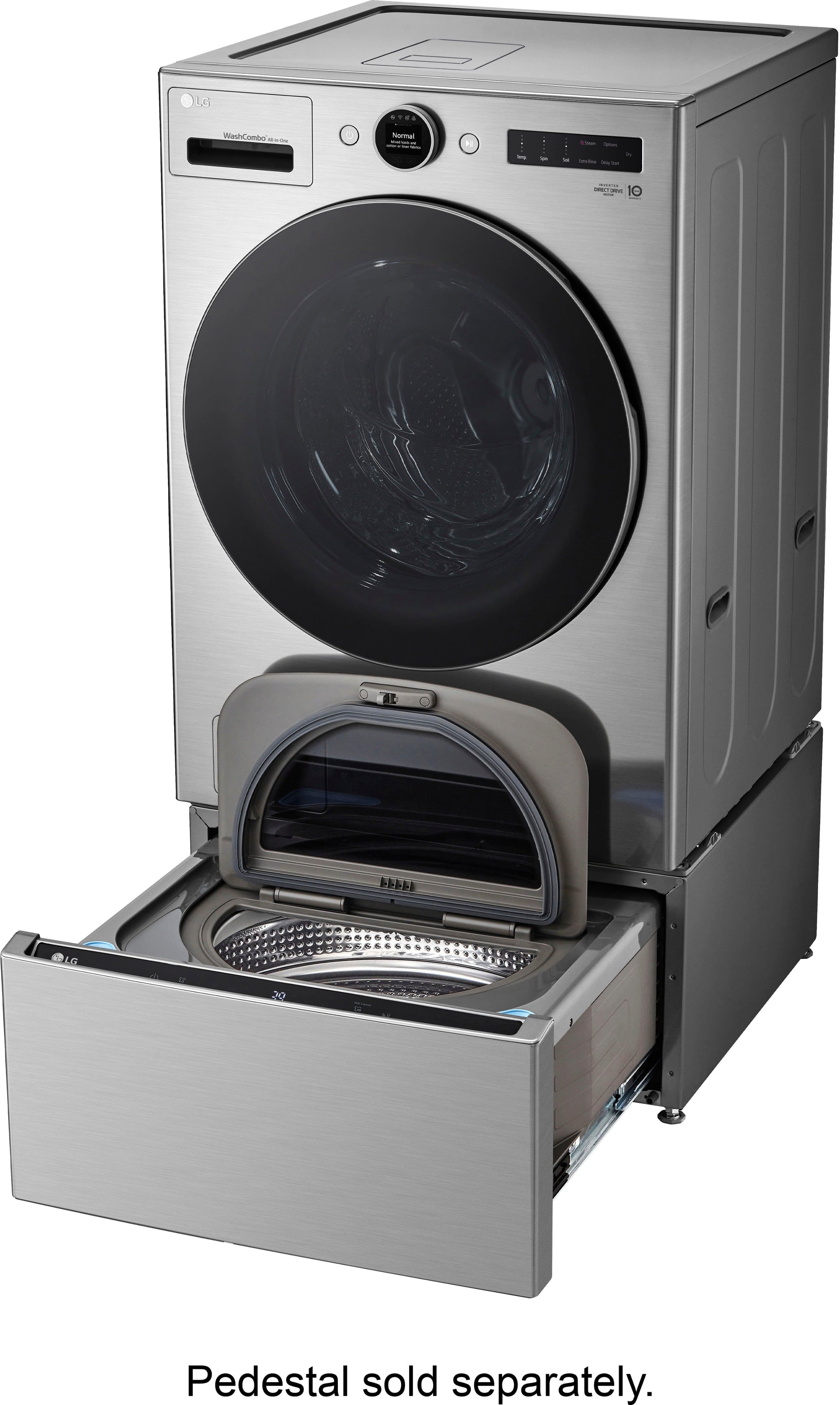 Alt View 37. LG - 5.0 Cu. Ft. HE Smart Mega Capacity All-in-One Electric Washer/Dryer WashCombo with Steam and Ventless Inverter Heat Pump - Graphite Steel.