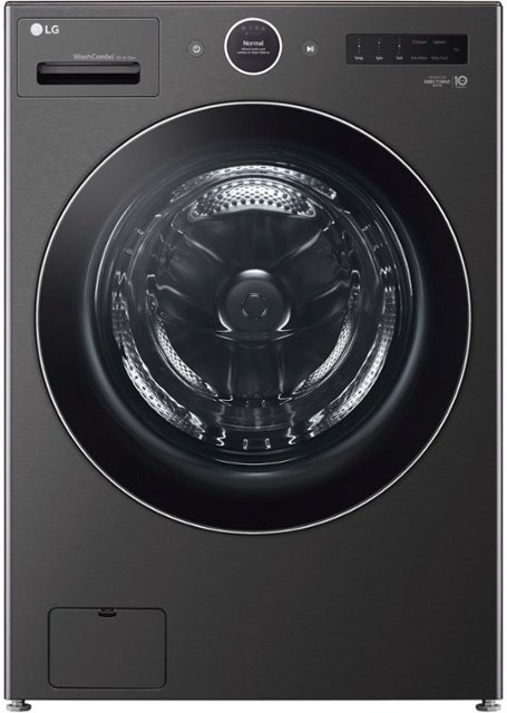 Front. LG - 5.0 Cu. Ft. HE Smart Mega Capacity All-in-One Electric Washer/Dryer WashCombo with Steam and Ventless Inverter Heat Pump - Black Steel.