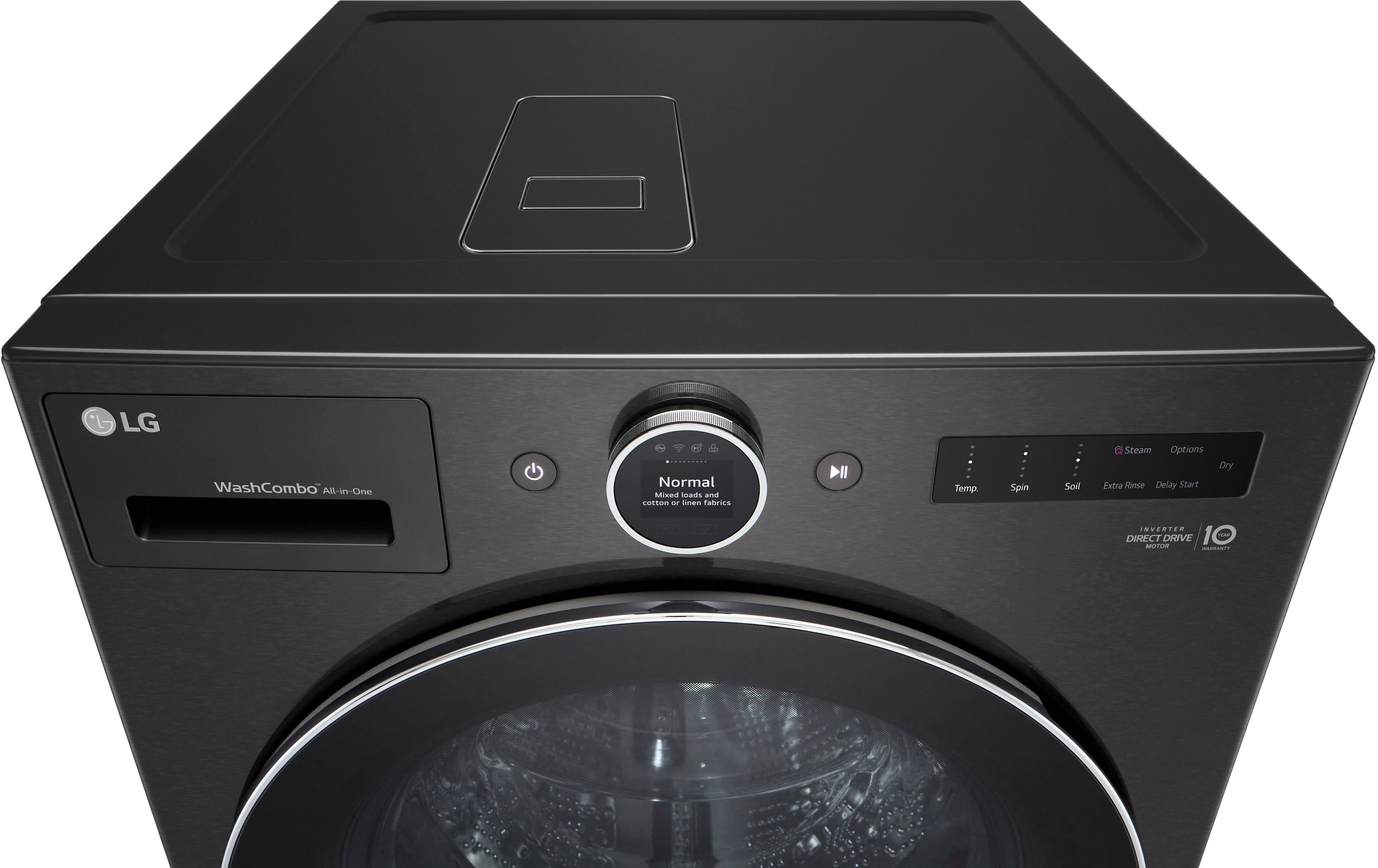 Alt View 25. LG - 5.0 Cu. Ft. HE Smart Mega Capacity All-in-One Electric Washer/Dryer WashCombo with Steam and Ventless Inverter Heat Pump - Black Steel.