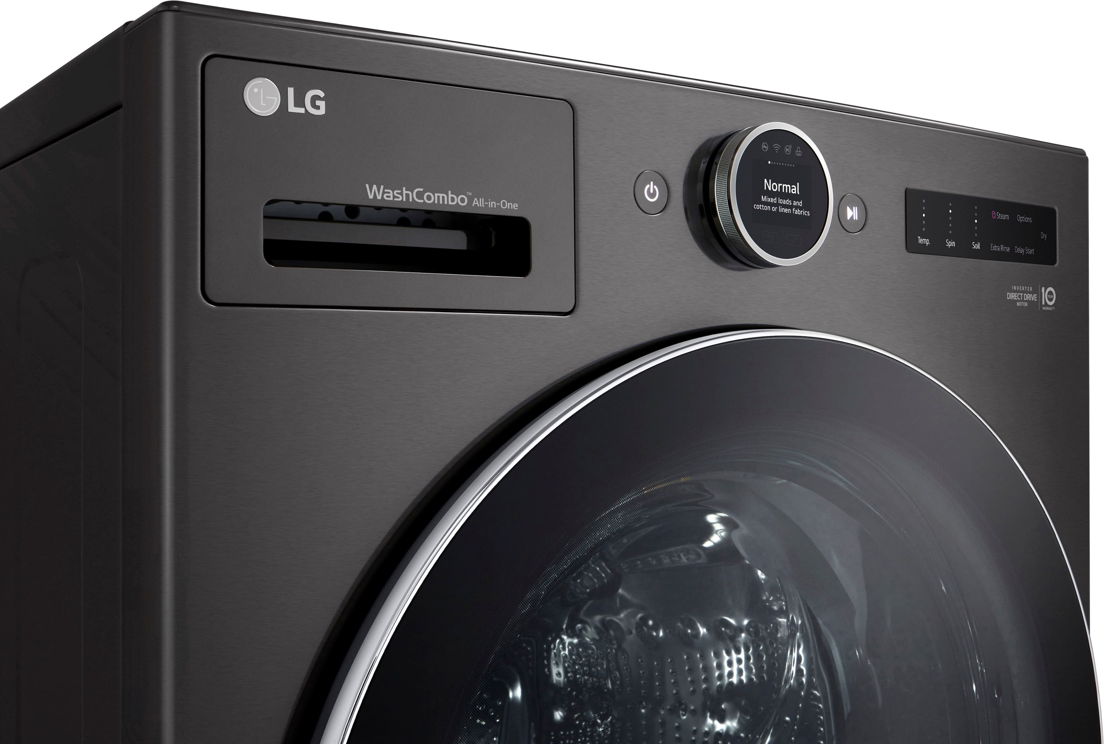 Alt View 26. LG - 5.0 Cu. Ft. HE Smart Mega Capacity All-in-One Electric Washer/Dryer WashCombo with Steam and Ventless Inverter Heat Pump - Black Steel.