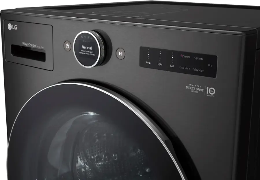Alt View 27. LG - 5.0 Cu. Ft. HE Smart Mega Capacity All-in-One Electric Washer/Dryer WashCombo with Steam and Ventless Inverter Heat Pump - Black Steel.