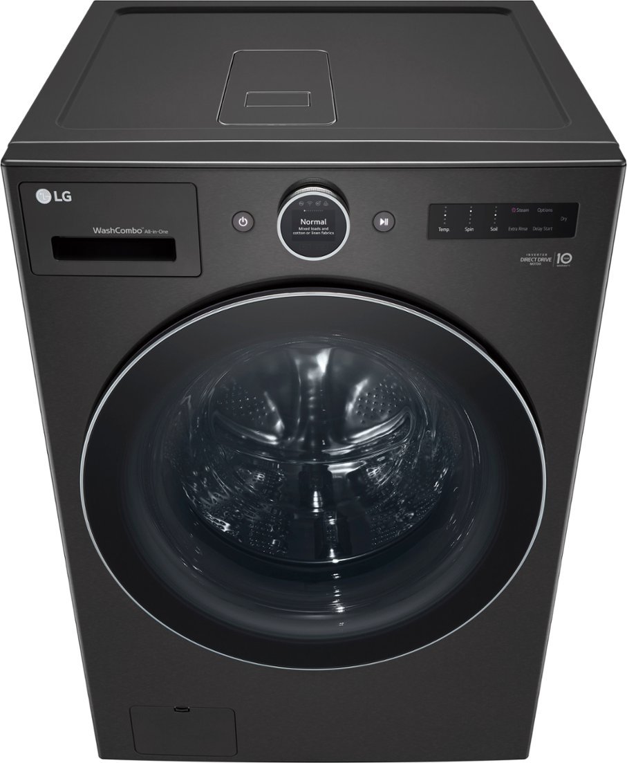 Zoom in on Alt View Zoom 2. LG - 5.0 Cu. Ft. HE Smart Mega Capacity All-in-One Electric Washer/Dryer WashCombo with Steam and Ventless Inverter Heat Pump - Black Steel.