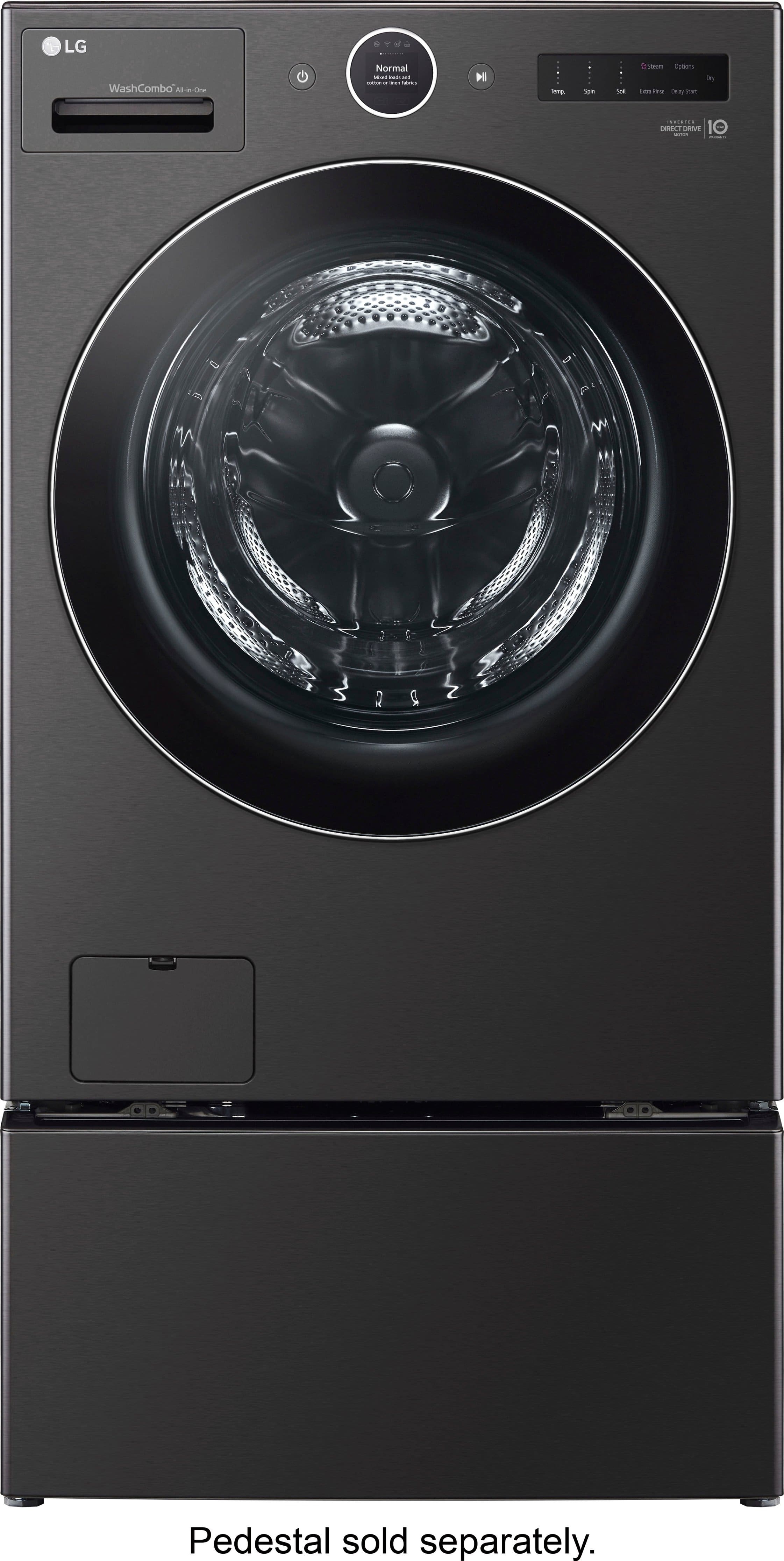 Alt View 37. LG - 5.0 Cu. Ft. HE Smart Mega Capacity All-in-One Electric Washer/Dryer WashCombo with Steam and Ventless Inverter Heat Pump - Black Steel.