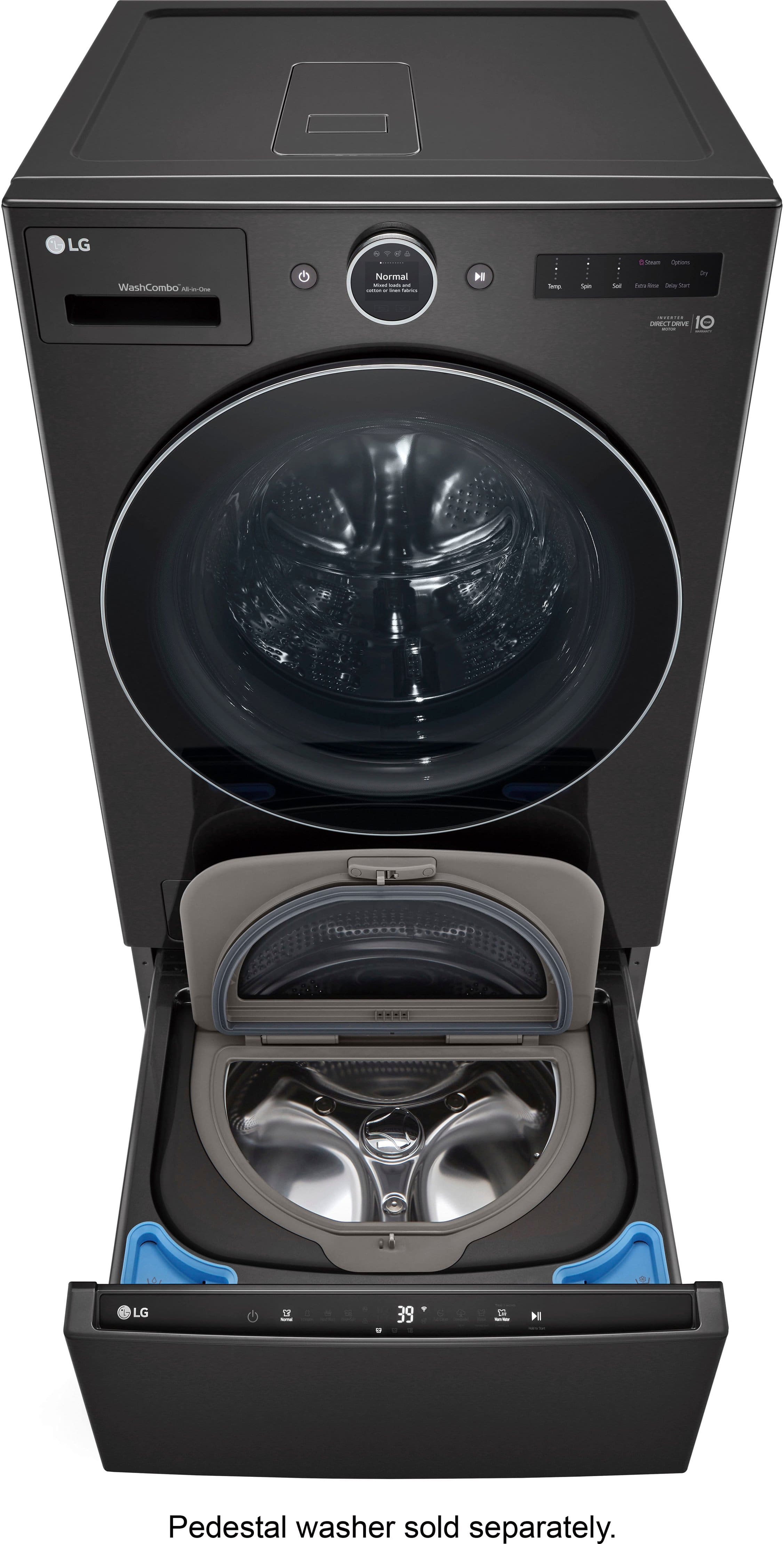 Alt View 38. LG - 5.0 Cu. Ft. HE Smart Mega Capacity All-in-One Electric Washer/Dryer WashCombo with Steam and Ventless Inverter Heat Pump - Black Steel.