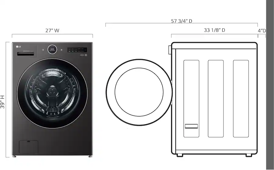 LG 5.0 Cu. Ft. HE Smart Mega Capacity All in One Electric Washer/Dryer ...