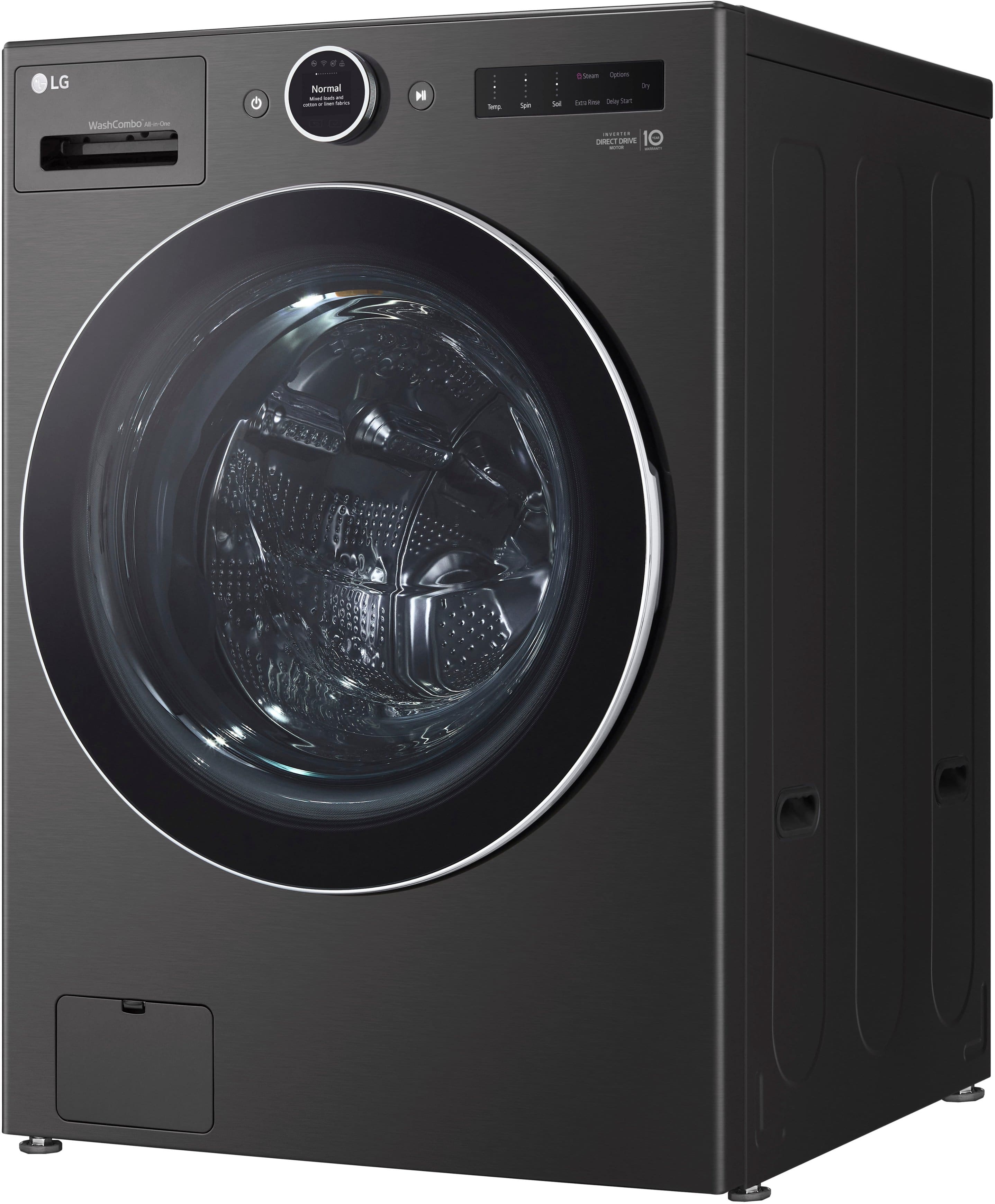 Alt View 18. LG - 5.0 Cu. Ft. HE Smart Mega Capacity All-in-One Electric Washer/Dryer WashCombo with Steam and Ventless Inverter Heat Pump - Black Steel.