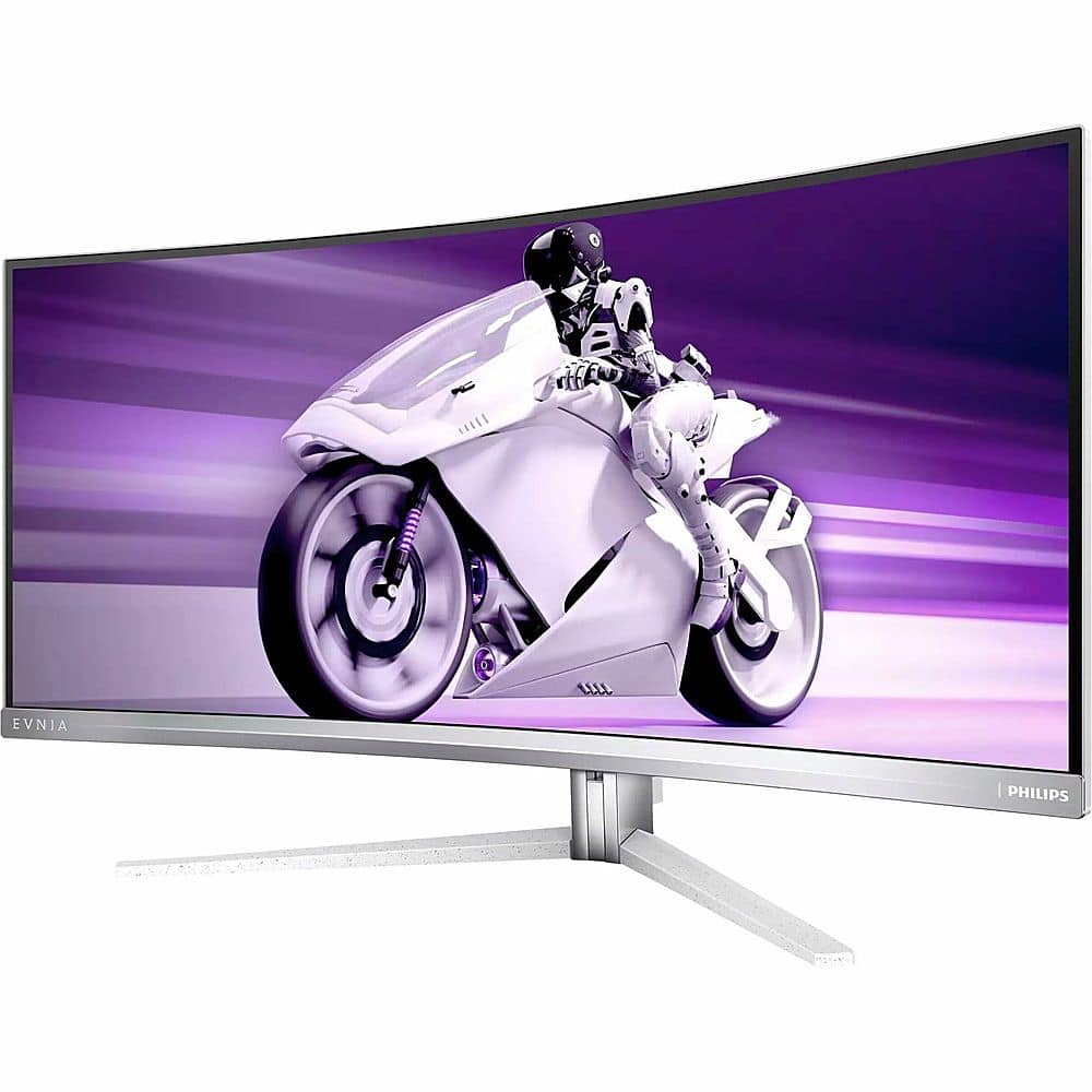 Angle. Philips - 34M2C8600 34" OLED Curved Monitor with HDR (USB, HDMI) - Textured White.
