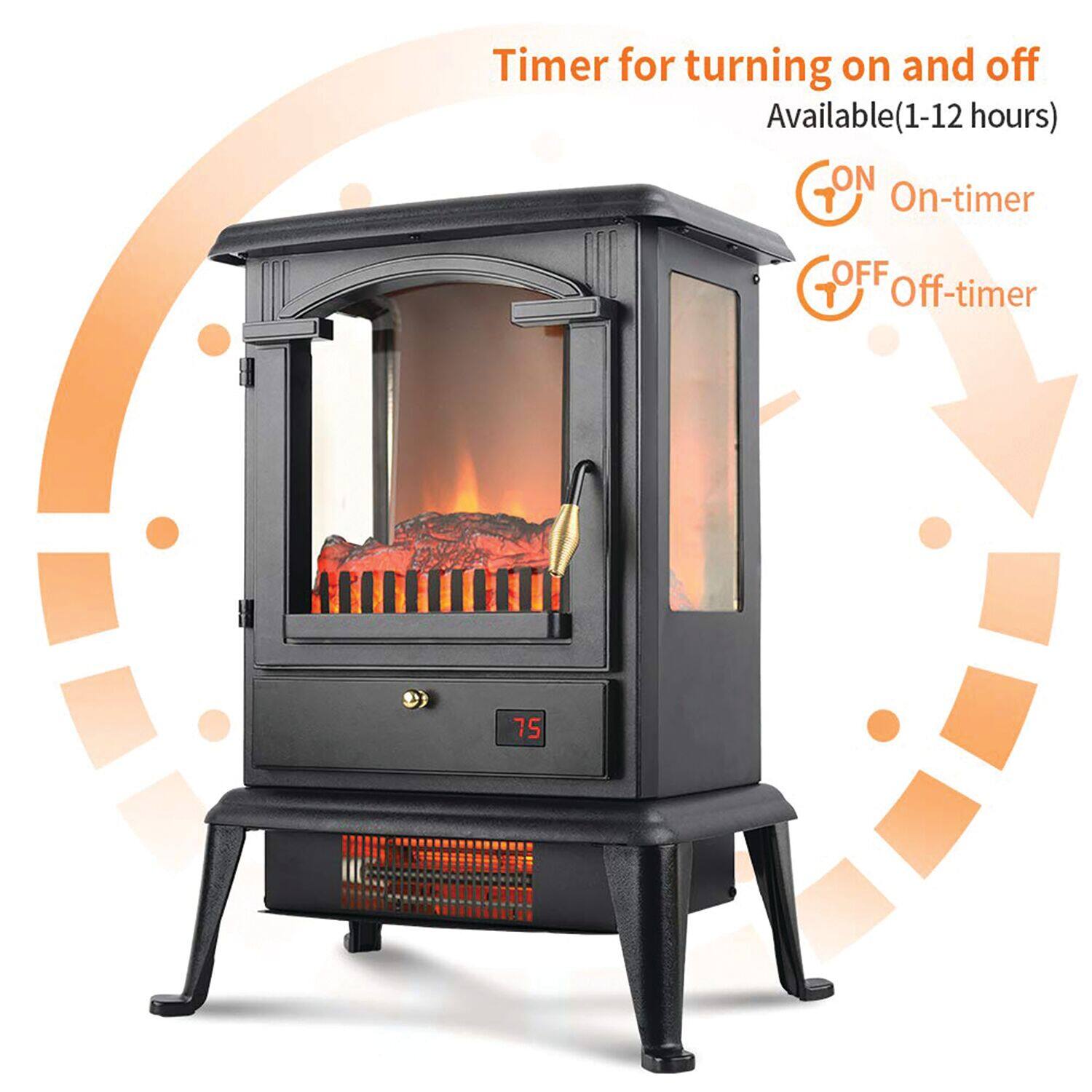 Angle. Lifesmart - 3 Sided Flame View Infrared Heater Stove - Black.