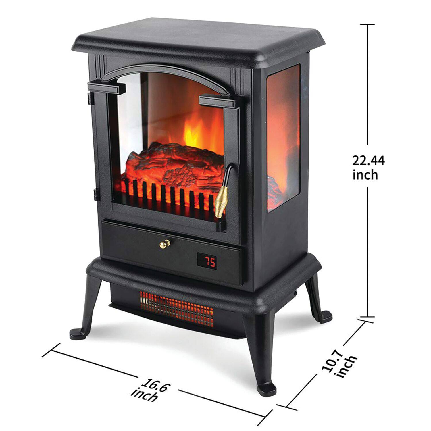 Lifesmart 3 Sided Flame View Infrared Heater Stove Black HT1109 - Best Buy