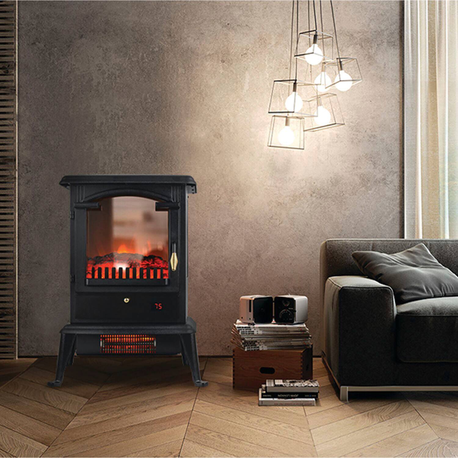 Alt View 17. Lifesmart - 3 Sided Flame View Infrared Heater Stove - Black.