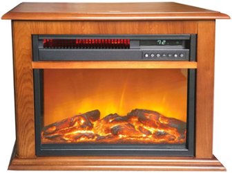 Lifesmart - 3-Element Infrared Fireplace in Oak Mantel - Black - Front_Zoom