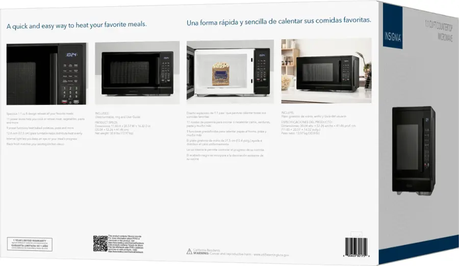 Alt View 20. Insignia™ - 1.1 Cu. Ft. Countertop Microwave - Black.