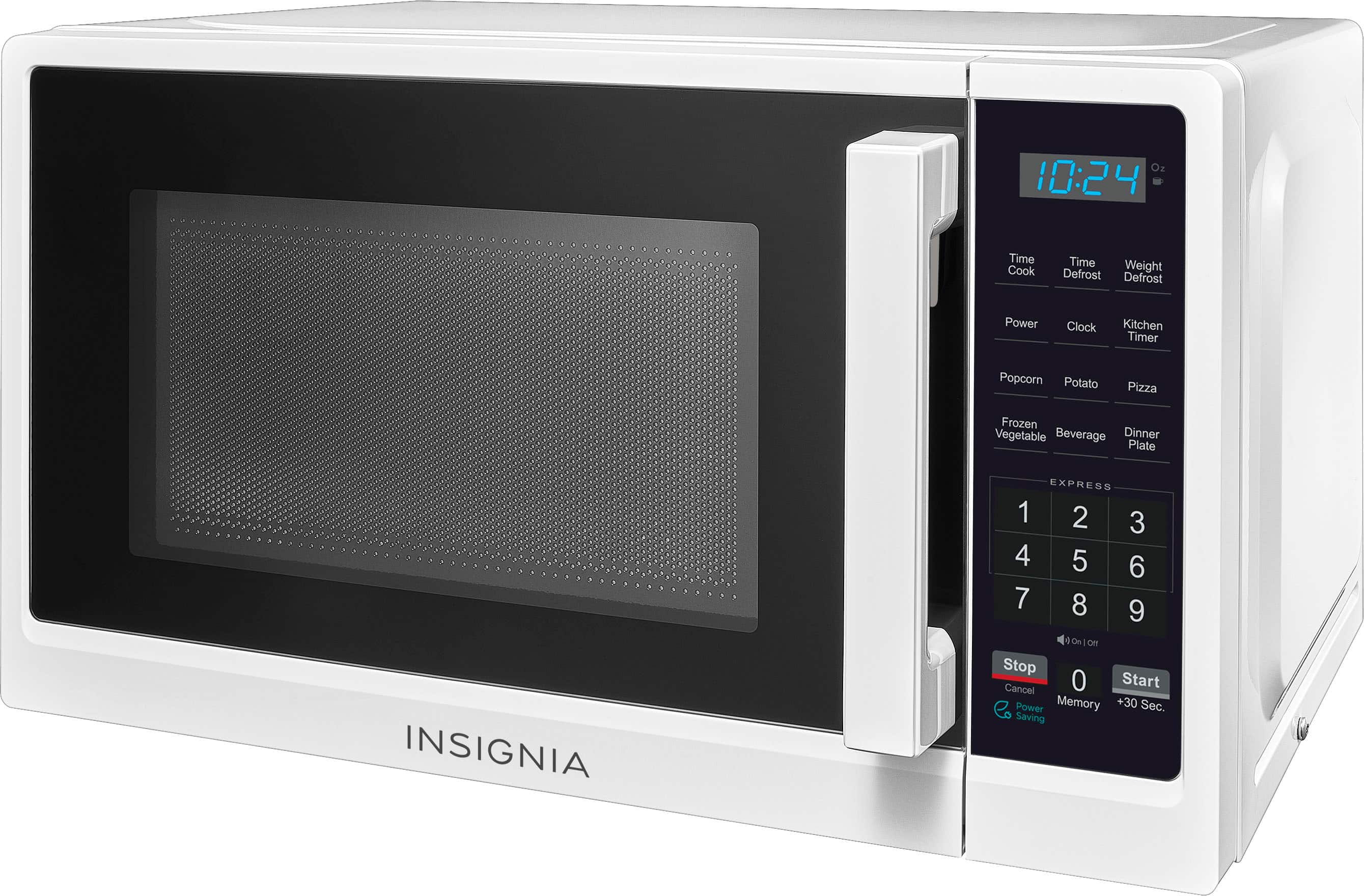Left. Insignia™ - .7 Cu. Ft. Compact Microwave - White.