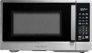 Front. Insignia™ - .9 Cu. Ft. Compact Countertop Microwave - Stainless Steel.