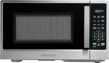 Front. Insignia™ - .9 Cu. Ft. Compact Countertop Microwave - Stainless Steel.