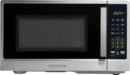 Front. Insignia™ - .9 Cu. Ft. Compact Countertop Microwave - Stainless Steel.