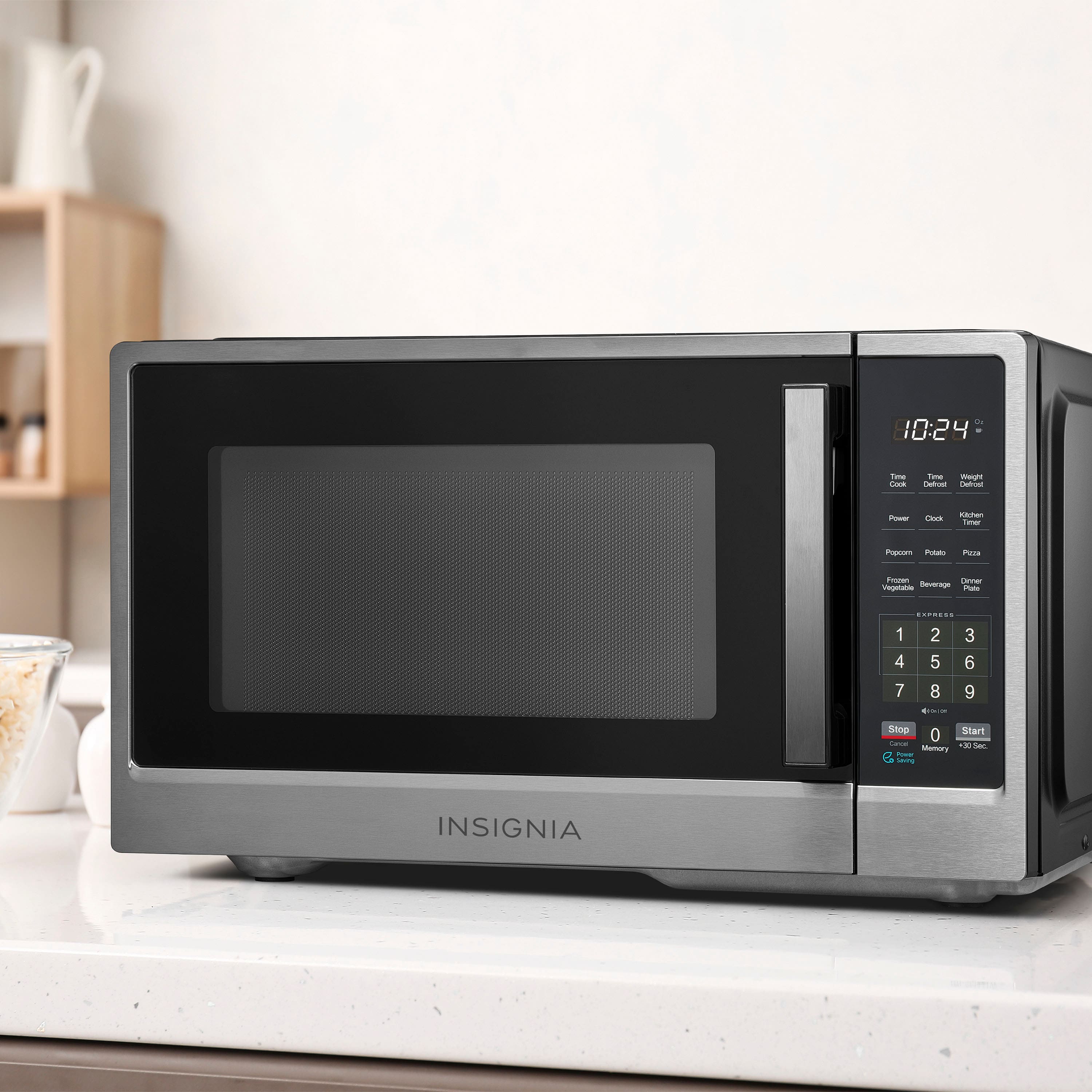 Alt View 13. Insignia™ - .9 Cu. Ft. Compact Countertop Microwave - Stainless Steel.