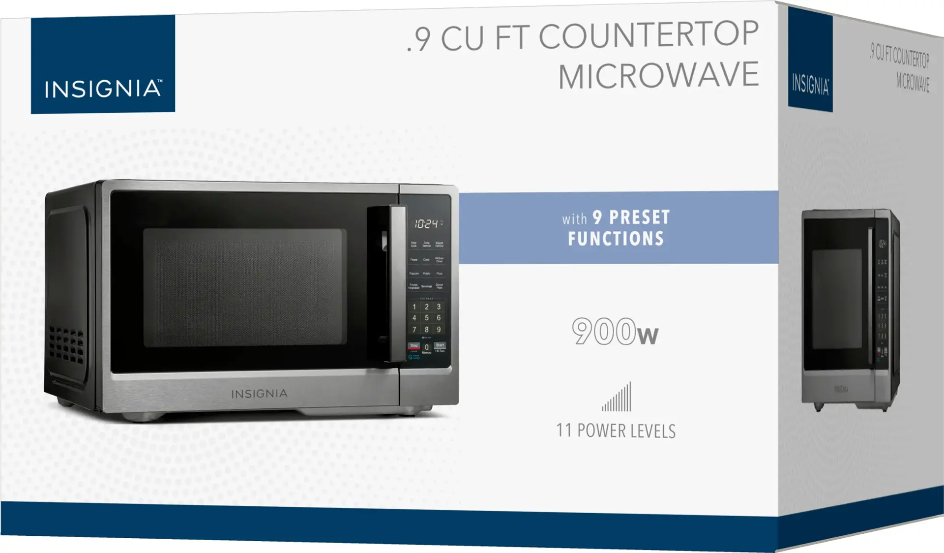 Insignia™ .9 Cu. Ft. Compact Countertop Microwave Stainless Steel NS ...