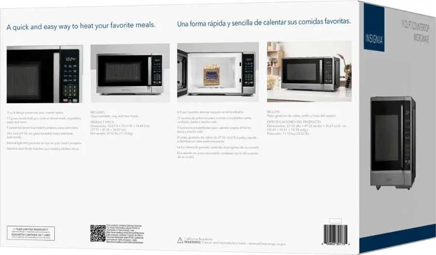 Alt View 20. Insignia™ - .9 Cu. Ft. Compact Countertop Microwave - Stainless Steel.