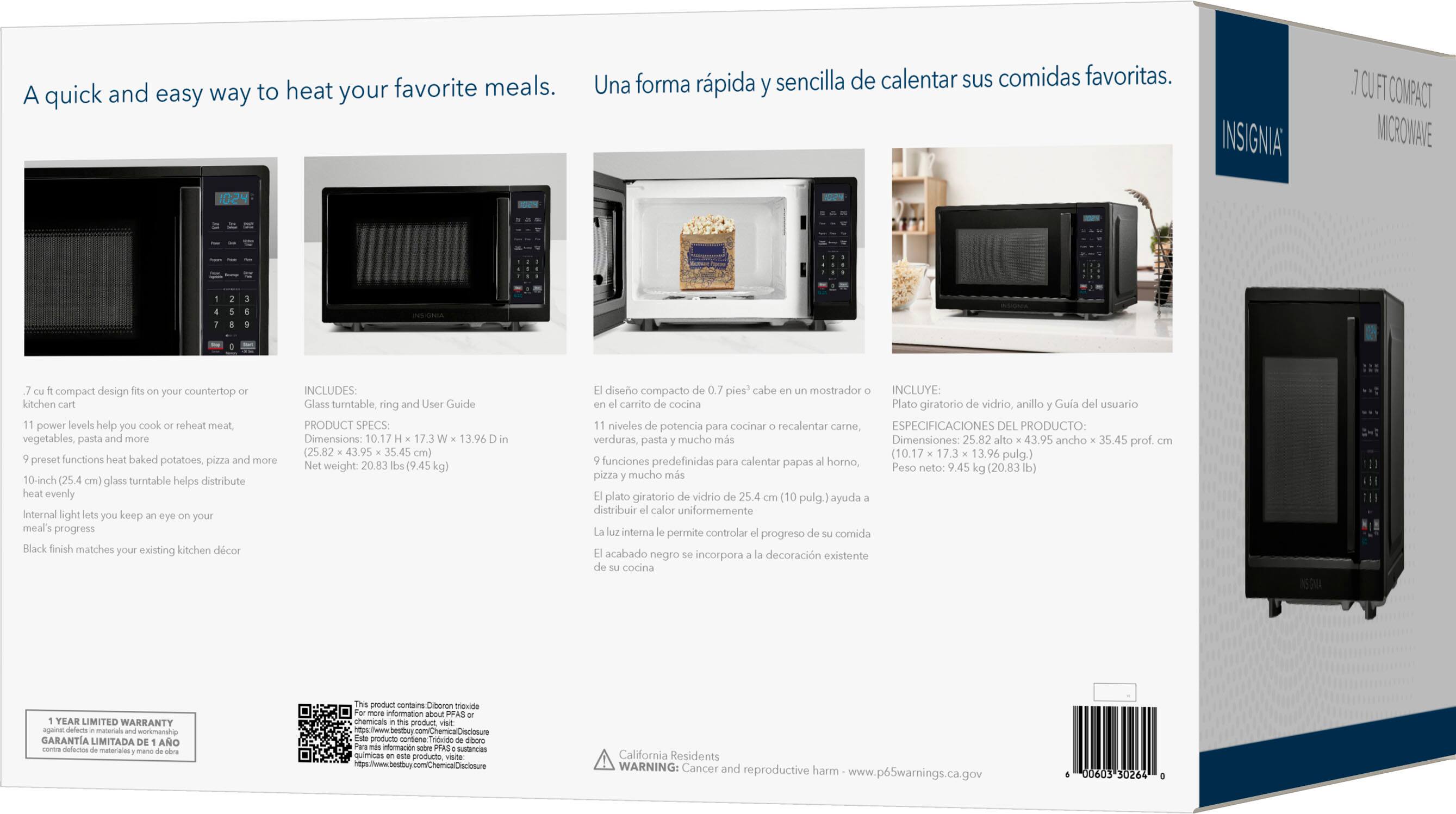 Alt View 19. Insignia™ - .7 Cu. Ft. Compact  Microwave - Black.